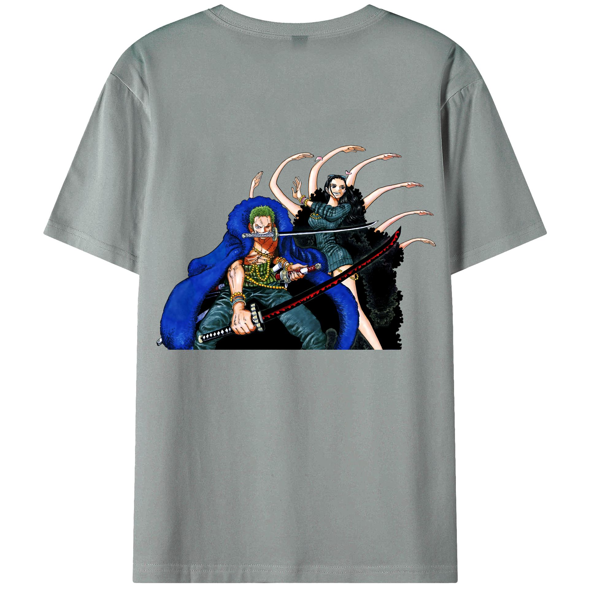 ワンピース ロロノア・ゾロ ONE PIECE Roronoa Zoro 綿100％ メンズ半袖Tシャツ（バックプリント） 通気性